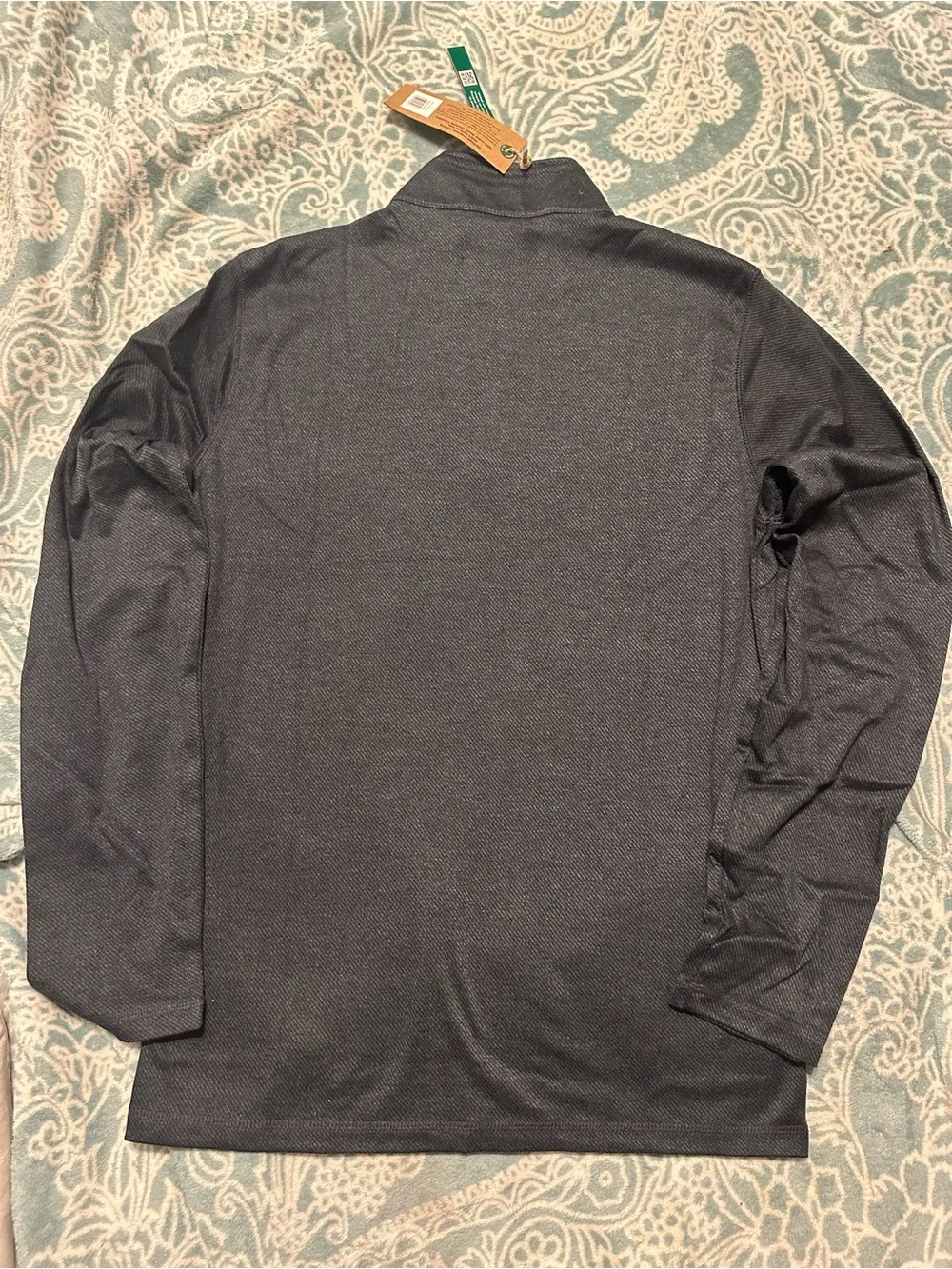 Tailor Vintage Ultra-Soft Stretch Knit 1/4 Zip Sweatshirt Mens S Black Heathered